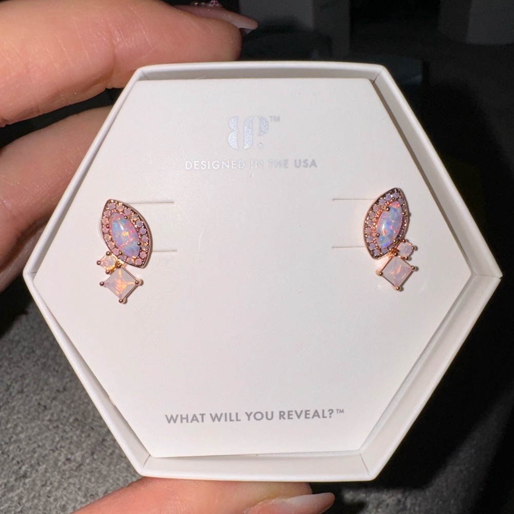 Bomb Party Opal Earrings with Rose Gold Plating